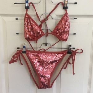 VIctoria’s Secret Red Sequined Bikini (size S/M)